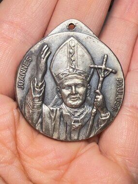 Vintage Pope John Paul II Medal Roma Italy Catholic Pendant 1.25”